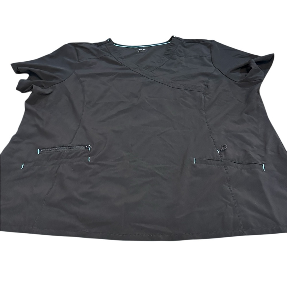 Black Scrub Top women’s 3XL Stretch Soft Lightweight Medical Workwear Pockets